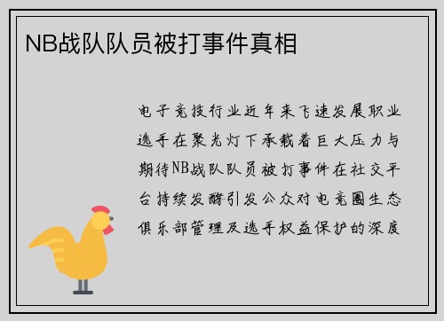 NB战队队员被打事件真相