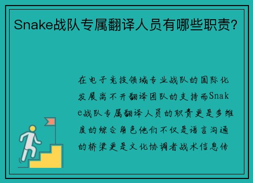Snake战队专属翻译人员有哪些职责？